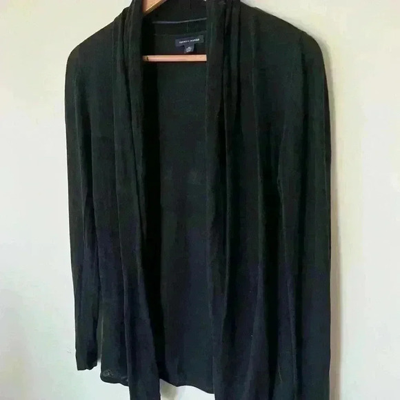 Tommy Hilfiger Womens Black Preppy Prep School Old Money Open Sweater Small - Picture 2 of 5